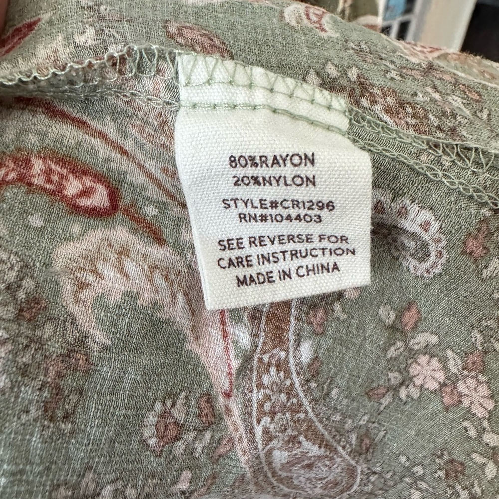 Anthropologie BLU PEPPER Paisley Floral Maxi Midi Dress S Sage Boho Cottagecore - Picture 7 of 8